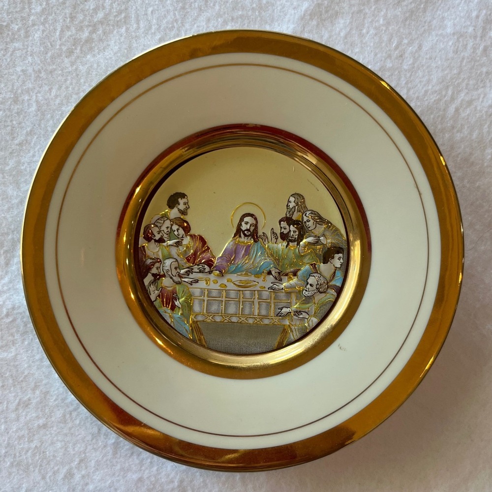 Art of Chokin The Last Supper 24KT Gold Edged Collector Plate Made in Japan 6"